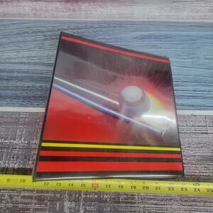 Vintage 1991 Megacards baseball 3 ring binder card holder red/black
